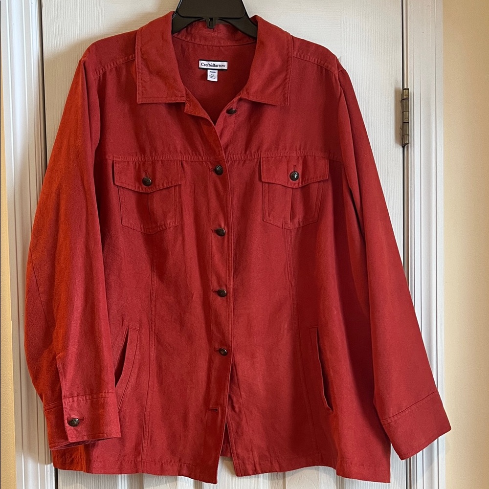 Croft and Barrow Women's Plus Size Utility Jacket in Rust Red